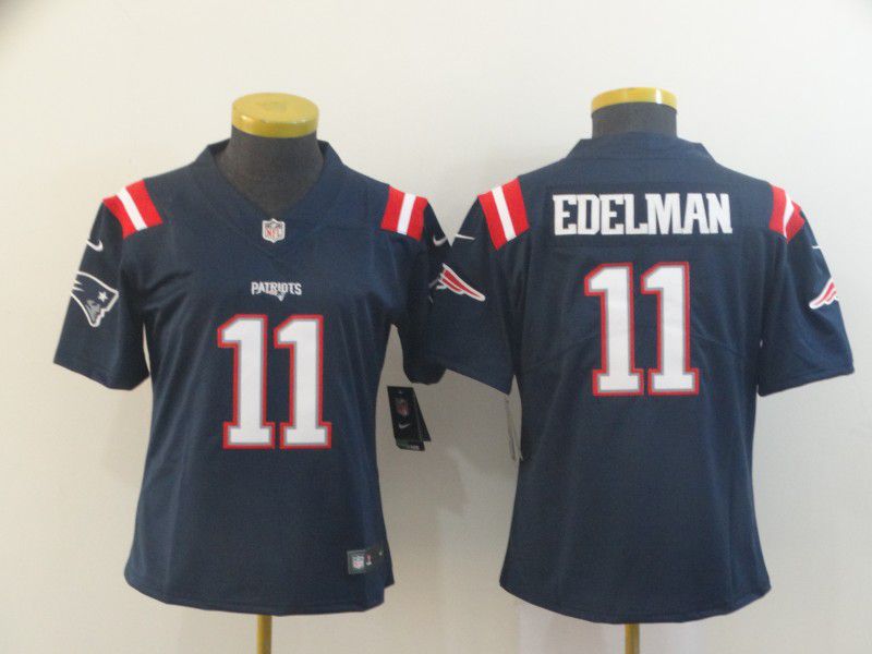 Women New England Patriots #11 Edelman Blue Nike Vapor Untouchable Limited Player NFL Jerseys
